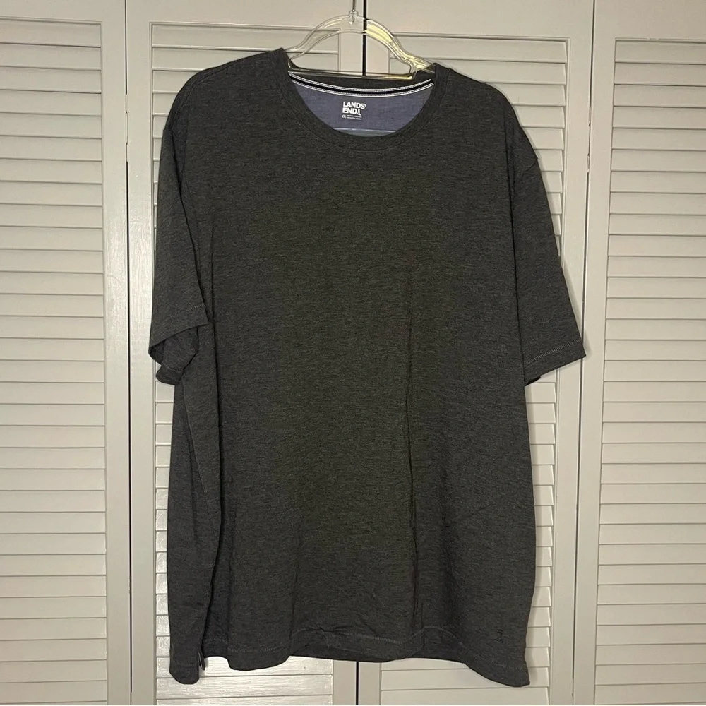 Lands' End Men's Classic Fit 4-Way Stretch Tee Dark Gray - Picture 1 of 5